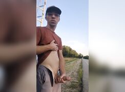 #RE Vids - Nerd with fat cook cumes on the road