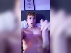 cute blonde big cock bed wanks off