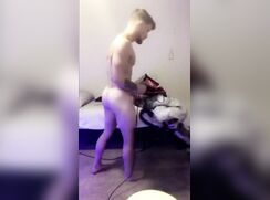 cute str8 blonde cleaning a house