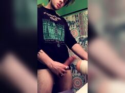 cute big cock brunette fleshlight jerk