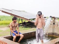 Pakistani villagers in tubewell
