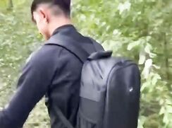 Italian boy jerking in the woods