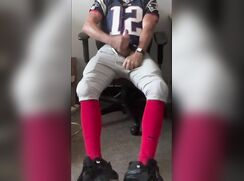 JockDad87 Jerks and shoots a load in his Football Uniform.