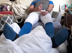 Alpha Baseball Player JockDad87 Shoots a his jock cum in his Blue Gear