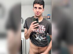 Hairy Twink jerks-off in the sink between classes