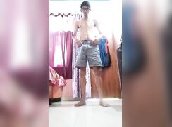 Brown twink strips and shows off