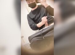 masked asian boy cums while being watched