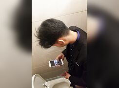 straight chinese hotel employee jerks off