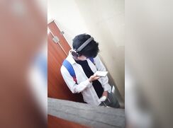 horny chinese college student plays with his dick after class