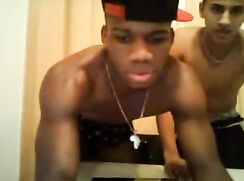 2 friends show some cock and wanks a bit