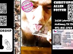 Christopher Allen Foster strokes a load out on his own ID and licks it clean