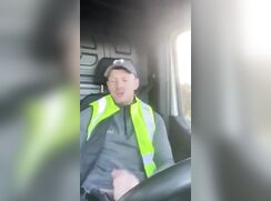 Straight workie scouse chav guy wanks in van