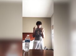 Dancing black guy shows dick
