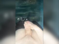 cumming in swimmingpool