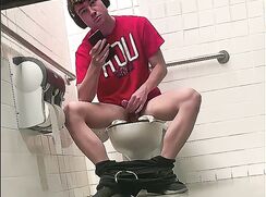 Dark Hair Large College Student takes a Bathroom Wank Break - AI Enhanced