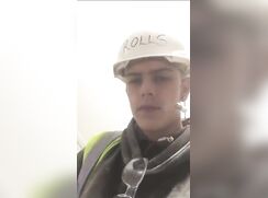 Straight workie chav lad wanks in public toilet (inc slow mo cumshot)