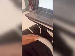 Playing with his bbc in class