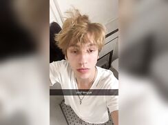 cute blonde snapchating to gf clip