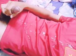 Vietnamese soccer lad post match warm down