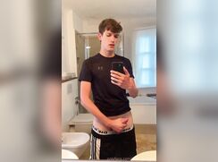 OF - Milo Jasper - Cute hung twink covers bathroom floor in cum - #AD02