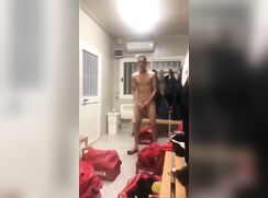 Naked boy in the locker room