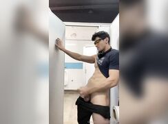OF Jerks & Cums in Mens Room and Eats his Cum 198.mp4