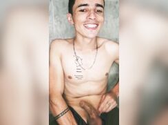 AHV - Sexy boy french playing with his big cock much semen pretty smile