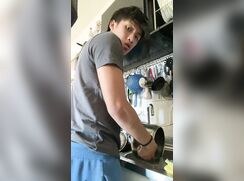 Asian Guy Doing Housework