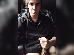 hot guy jerks his shaved cock and cums