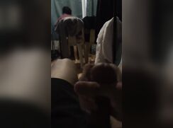 Jerks off behind his roommate