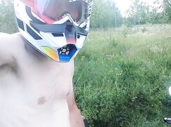 AHV-HD - Motorcycle handjob in mxhelmet and Nike sneakers