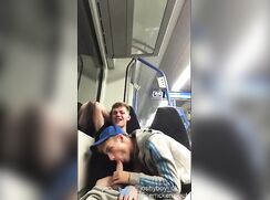 cutes britt guys get honrnie at train travel