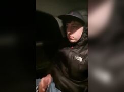 Str8 Chav lad wanks in the car