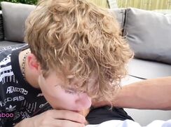 Twinks mouth is full of cum