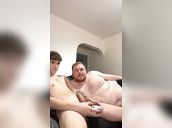 nice boy let his chubby friend suck him for Christmas (camshow)