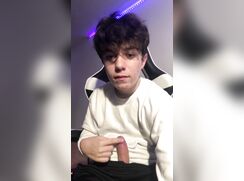 young gamer with big and hairy cock shows it