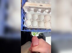 Cumming on food at work