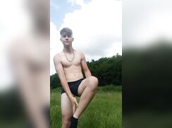 Hot twink strips outdoor