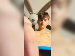 cute blonde flexing and  striping