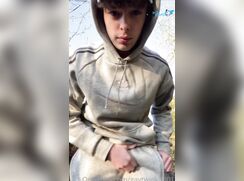Young man in a tracksuit jerks out