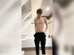 Hot twink strip, cum at sock