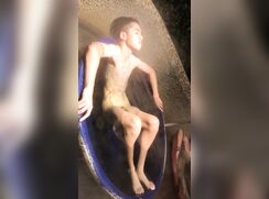 beautiful boy enjoy in onsen