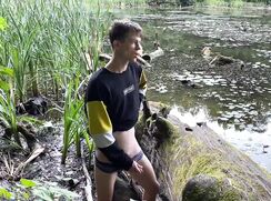 Naughty Teen Boy Jerking off in Public Park ,