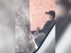 Straight lad caught wanking on the street LOL