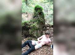 AHV - Skinny British twink public jerk in forest