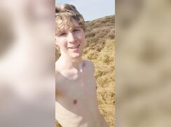 Lad fucking himself with dildo in public