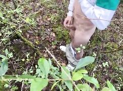 Boy cum outside