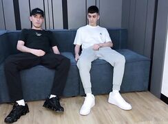 Jack and Jones jerk off in front of TV