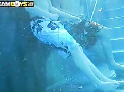 Public pool Jerking with my friend