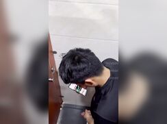 chinese man leaves a mess in the bathroom stall